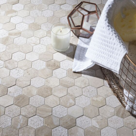 marble hexagon floor tile bathroom